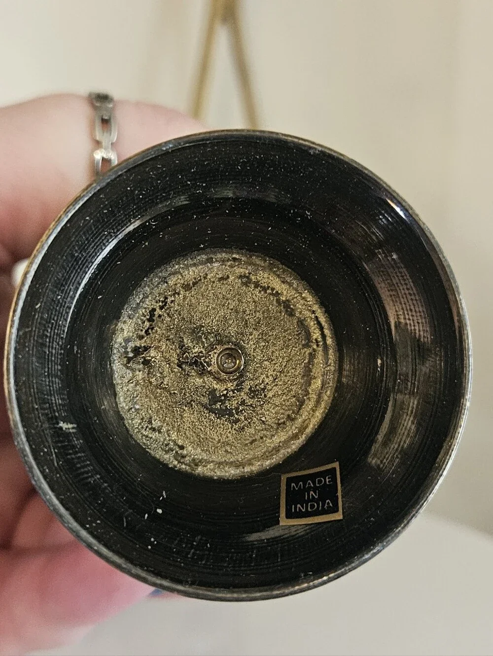Vintage Brass Floral Etched Vase
